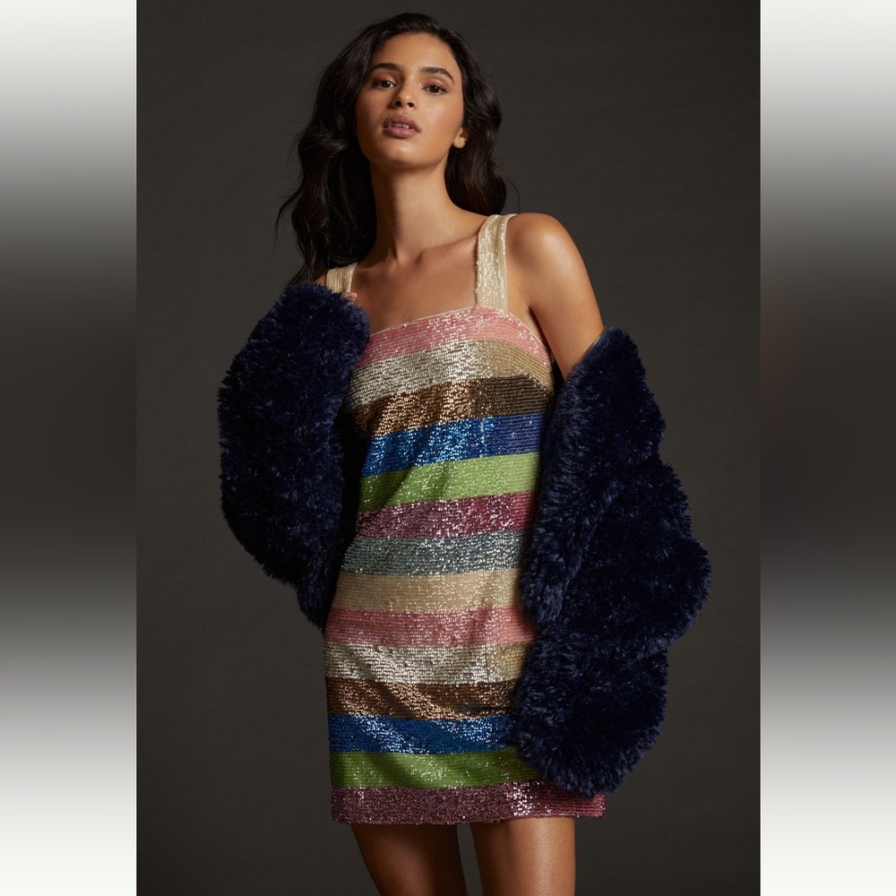 Not So Serious Striped Shimmer mini dress